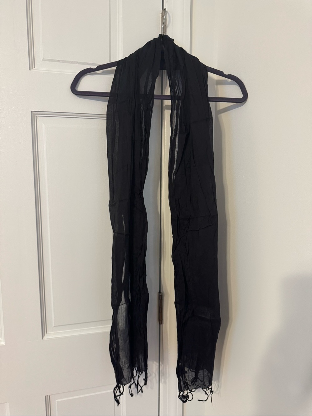 Polo by Ralph Lauren Black Sheer Fringe Wrap Scarf